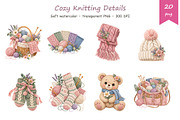 Watercolor Knitting Clipart, a Decorative Illustration by BerryPieArt (Thumbnail 3 of 4)