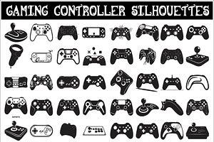 set of gaming controller silhouettes, an Illustration by Amazin_art