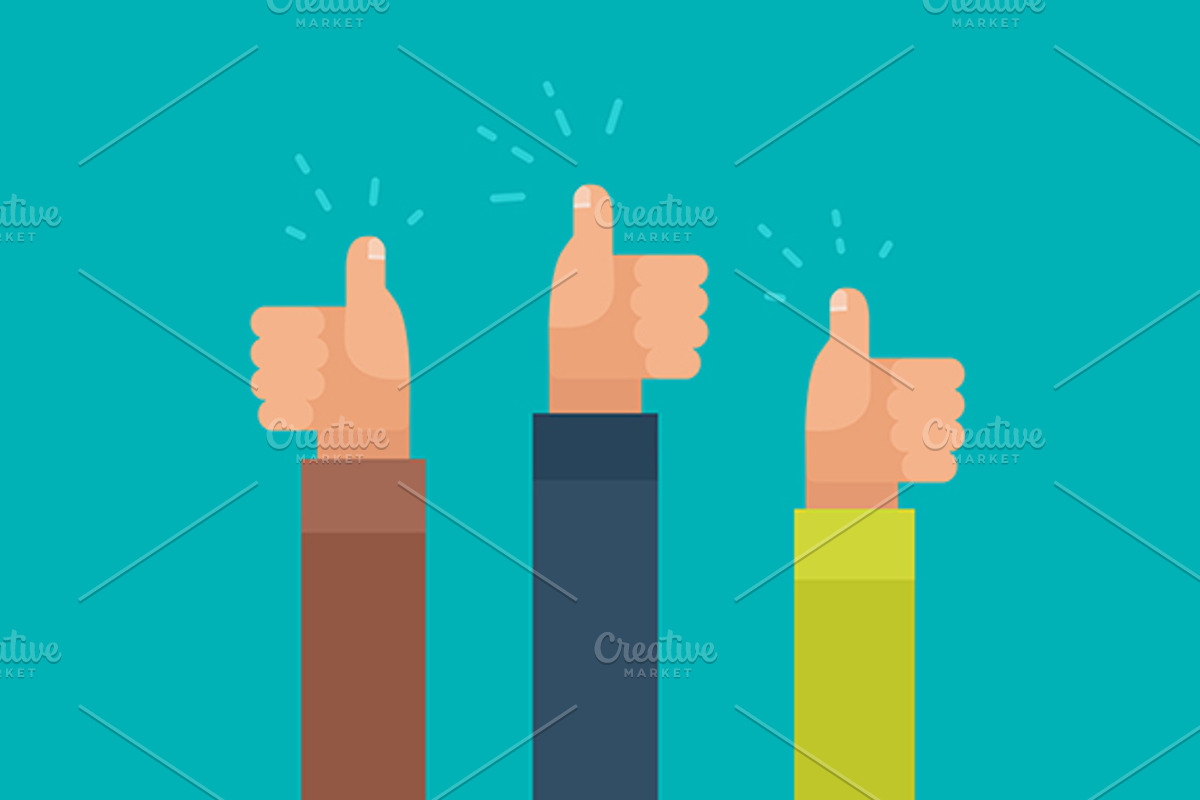 Thumbs-up hands in flat vector, a Person Illustration by 4pixel
