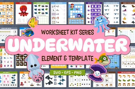 Worksheet Kit Underwater, an Education Illustration by arsansp