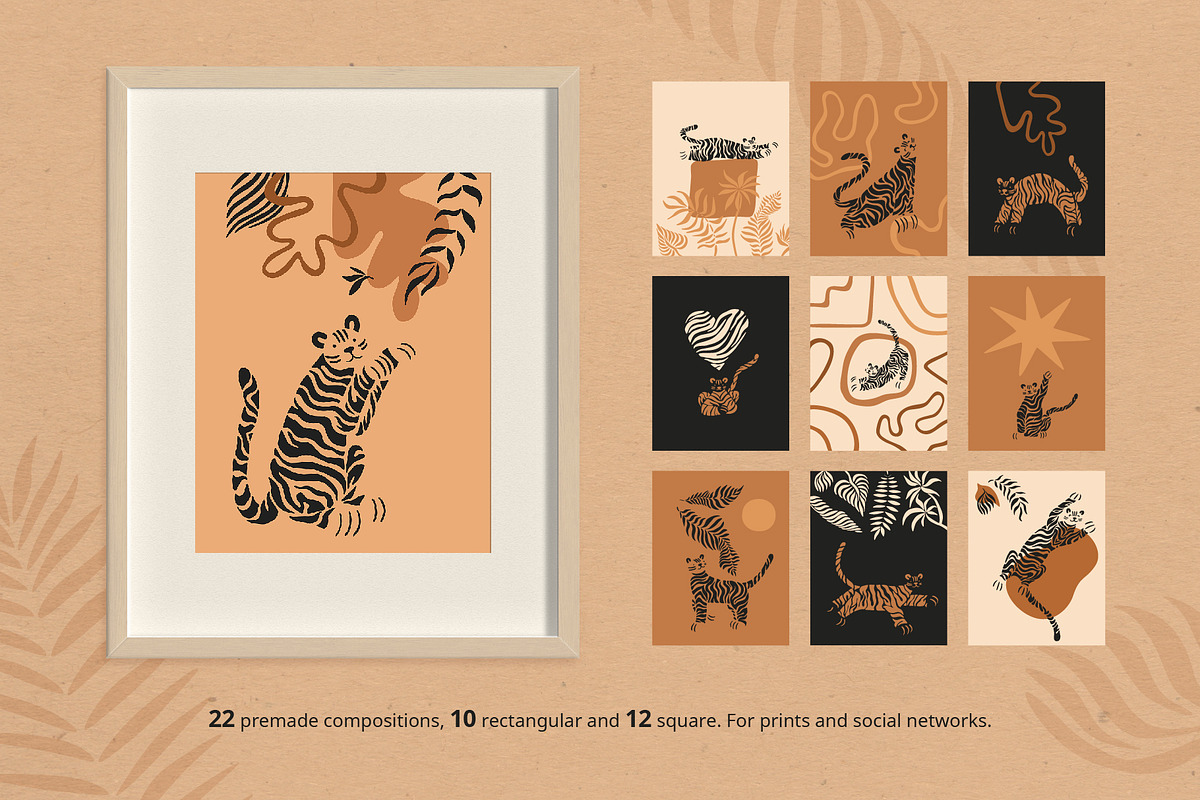 Tiger set. Vector elements, patterns, a Pattern Graphic by anna khramtsova (Photo 9 of 13)
