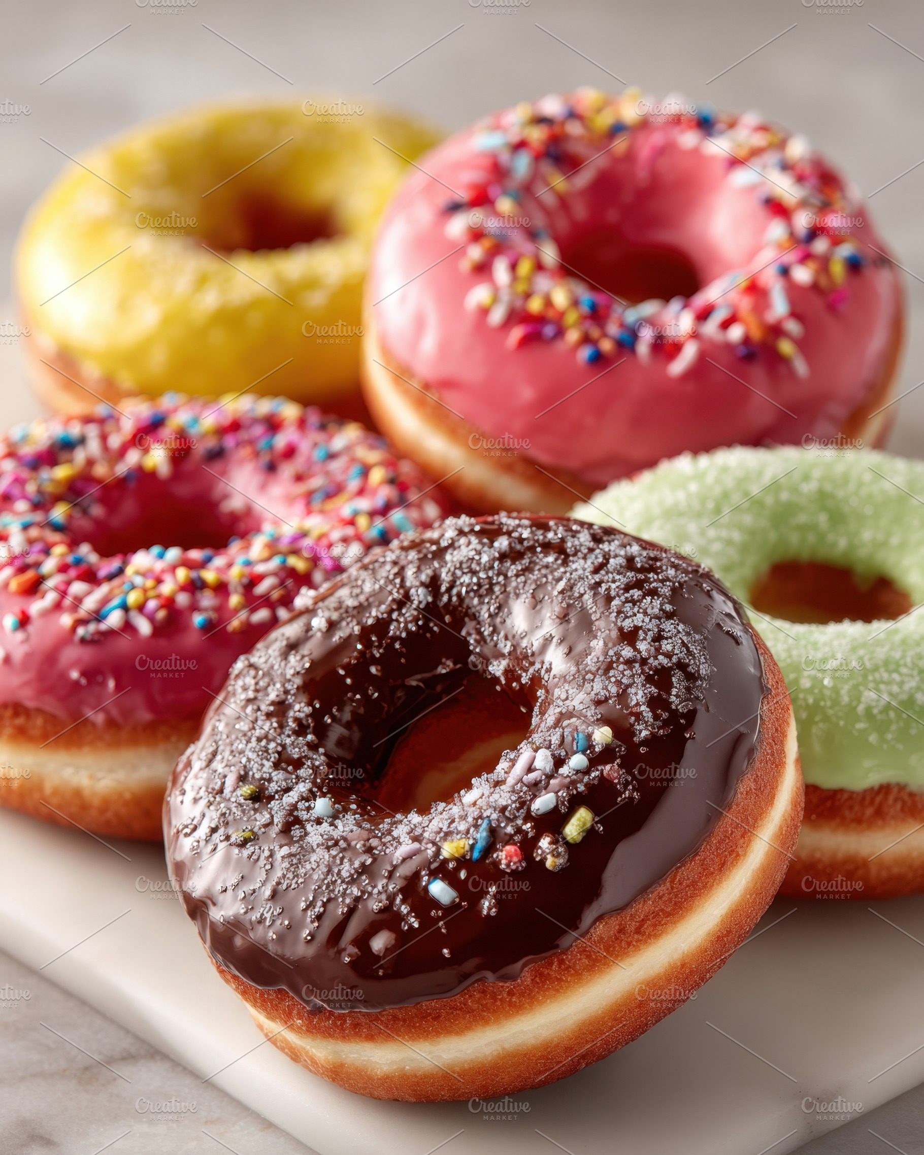 Sweet donuts with cream and sprinkles, a Food & Drink Photo by AlyaAnd