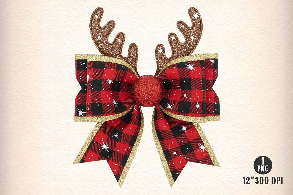 Reindeer Bow PNG, Christmas Bow Png, an Illustration by Dream Creation (Photo 1 of 5)