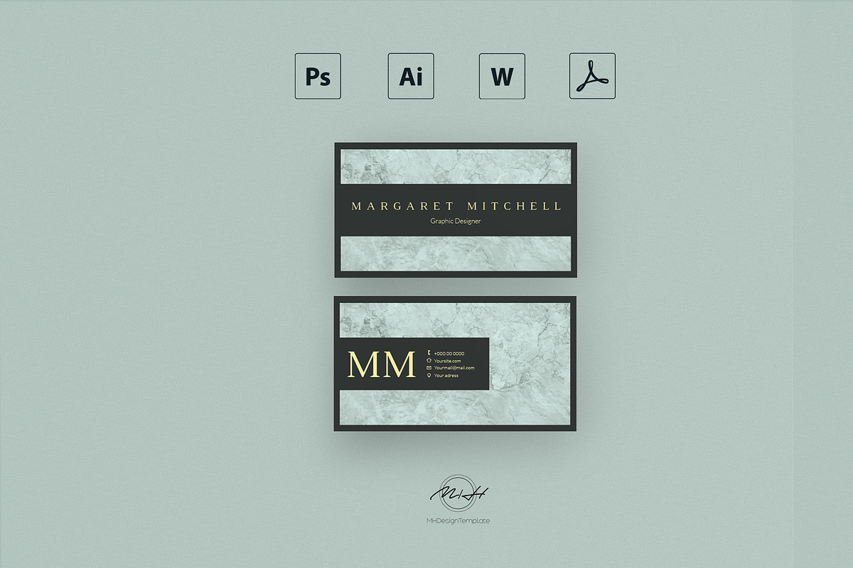 Pastel Blue Resume / Card Template, a Resume Template by MH Design Template (Photo 3 of 4)