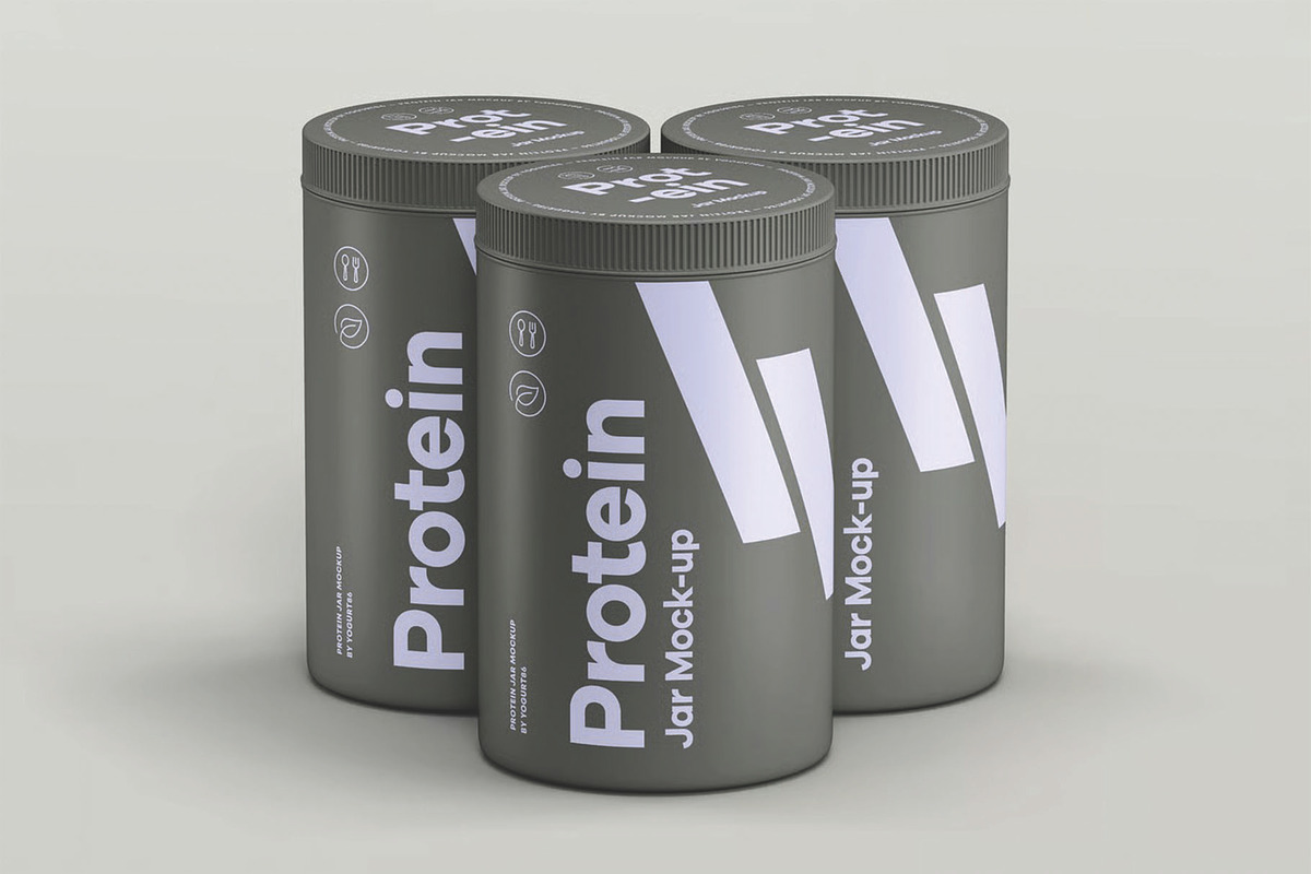 Protein Tall Jar Mockup, a Packaging Mockup by DesignRushMarket (Photo 9 of 12)