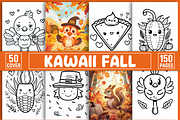 Kawaii Fall Coloring Book for Kids, a Seasonal Illustration by Design Station (Thumbnail 1 of 5)