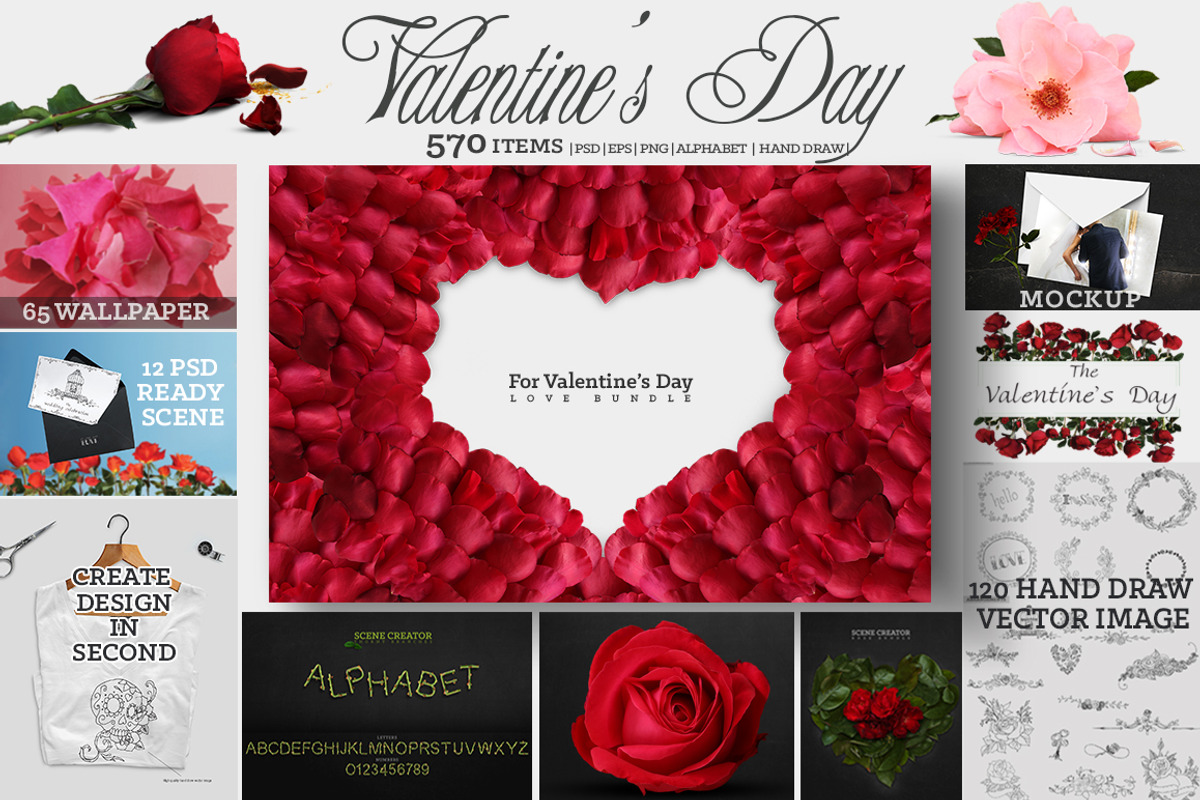 For Valentine's Day | LOVE PACK |, a Product Mockup by 2MK (Photo 1 of 16)