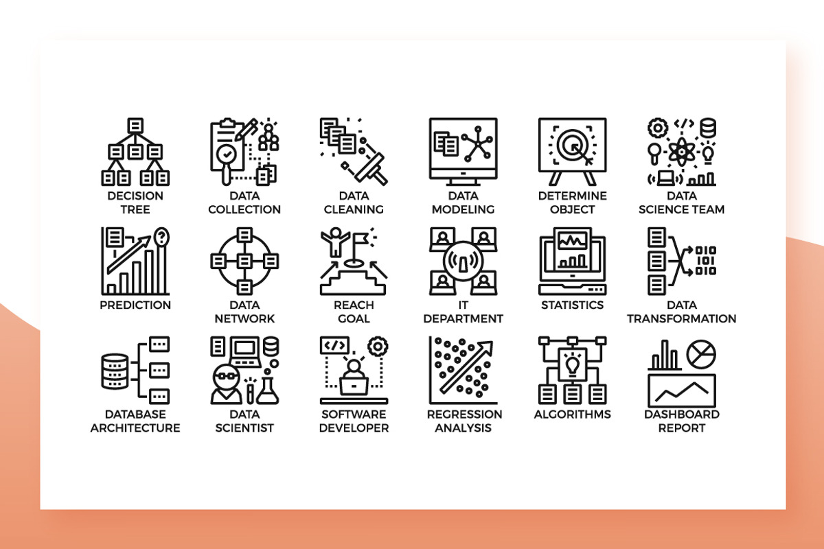 Data Analysis Icons, an Outline Icon by Becris (Photo 3 of 3)
