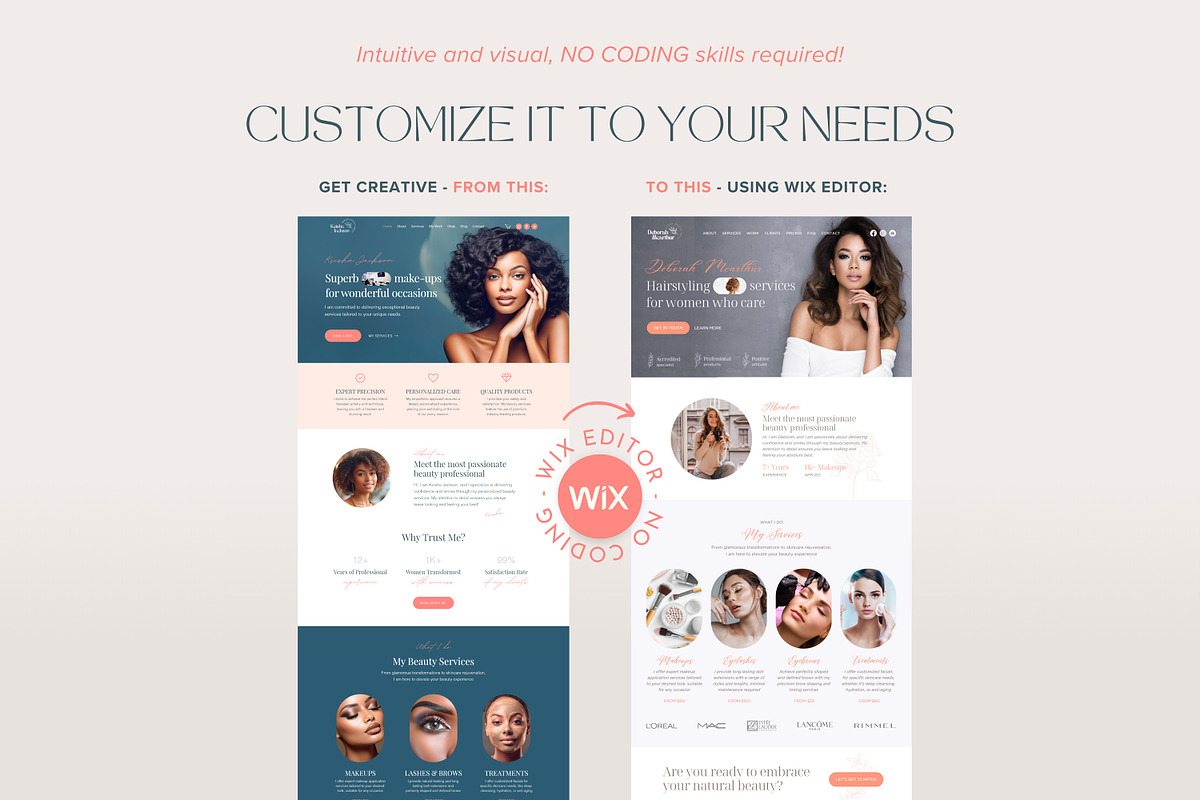 Beauty Wix Template Makeup Website, a Wix Template by vectorocean (Photo 4 of 11)