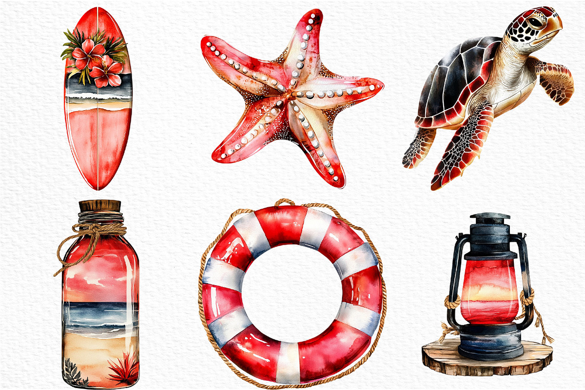 Watercolor Beach Clipart, an Illustration by Craft Nest (Photo 2 of 6)