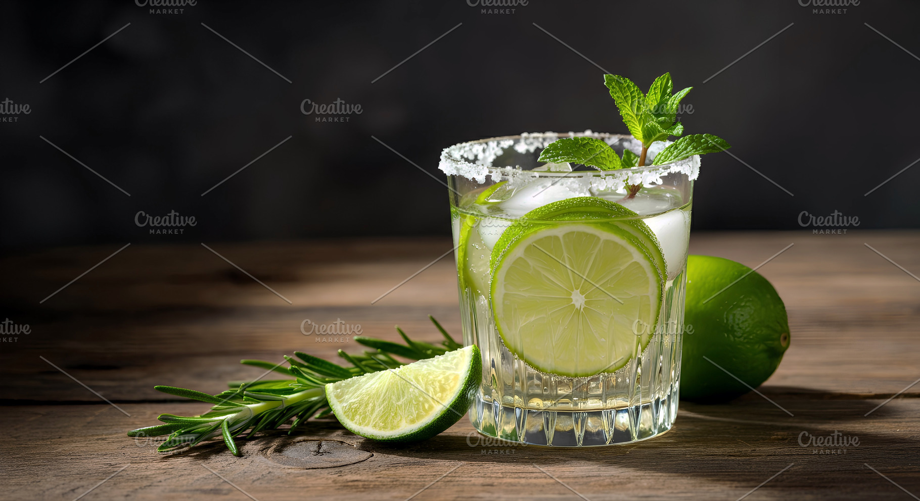 Refreshing Lime Cocktail with Rosema, a Food & Drink Photo by Stock Shape