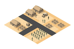 Military base in desert with, an Illustration by AlexZeL