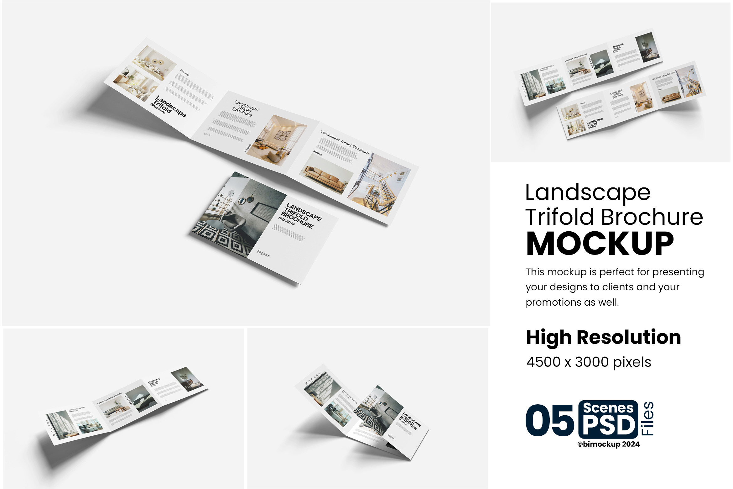 Landscape Trifold Brochure Mockup, a Product Mockup by bimockup