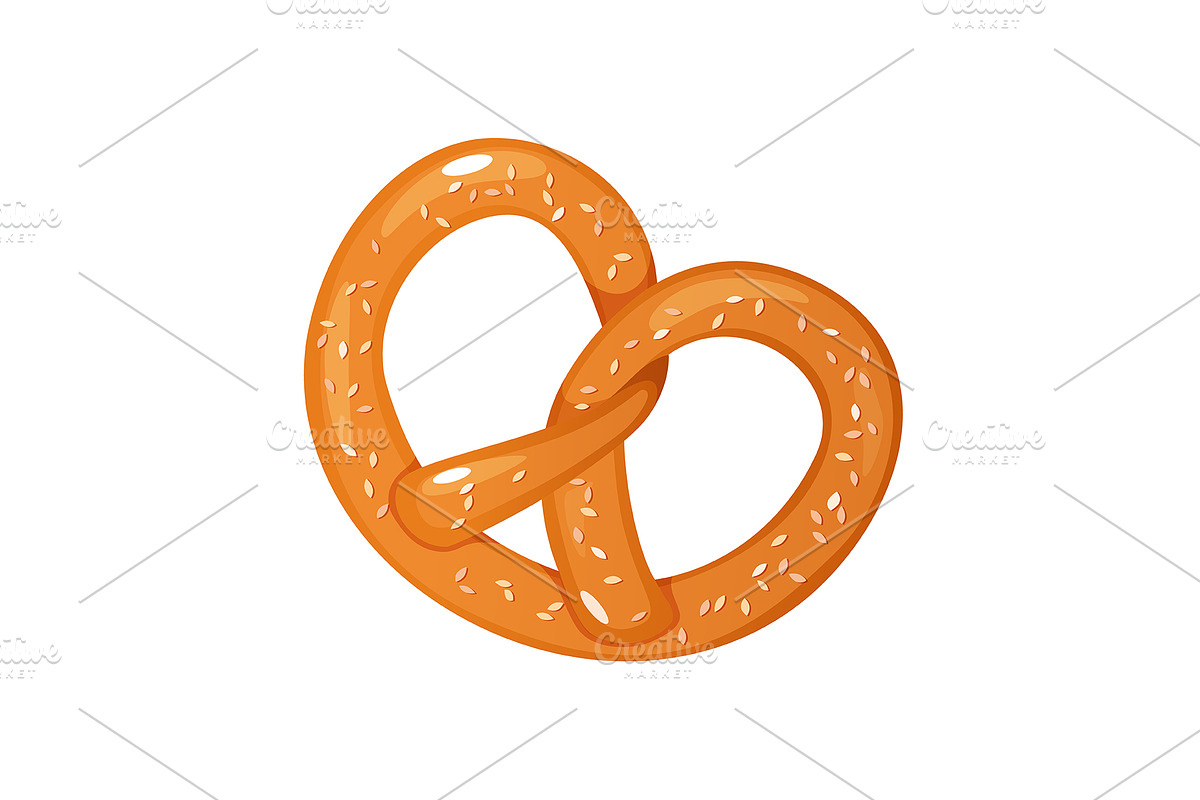 Bavarian pretzel bun, a Food Illustration by Elen_Art