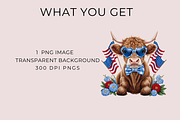 July 4th Highland Cow PNG, an Animal Illustration by Anca Digital Vibe (Thumbnail 2 of 3)