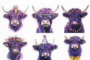 Purple Highland Cow Clipart, an Illustration by Craft Nest (Thumbnail 2 of 6)