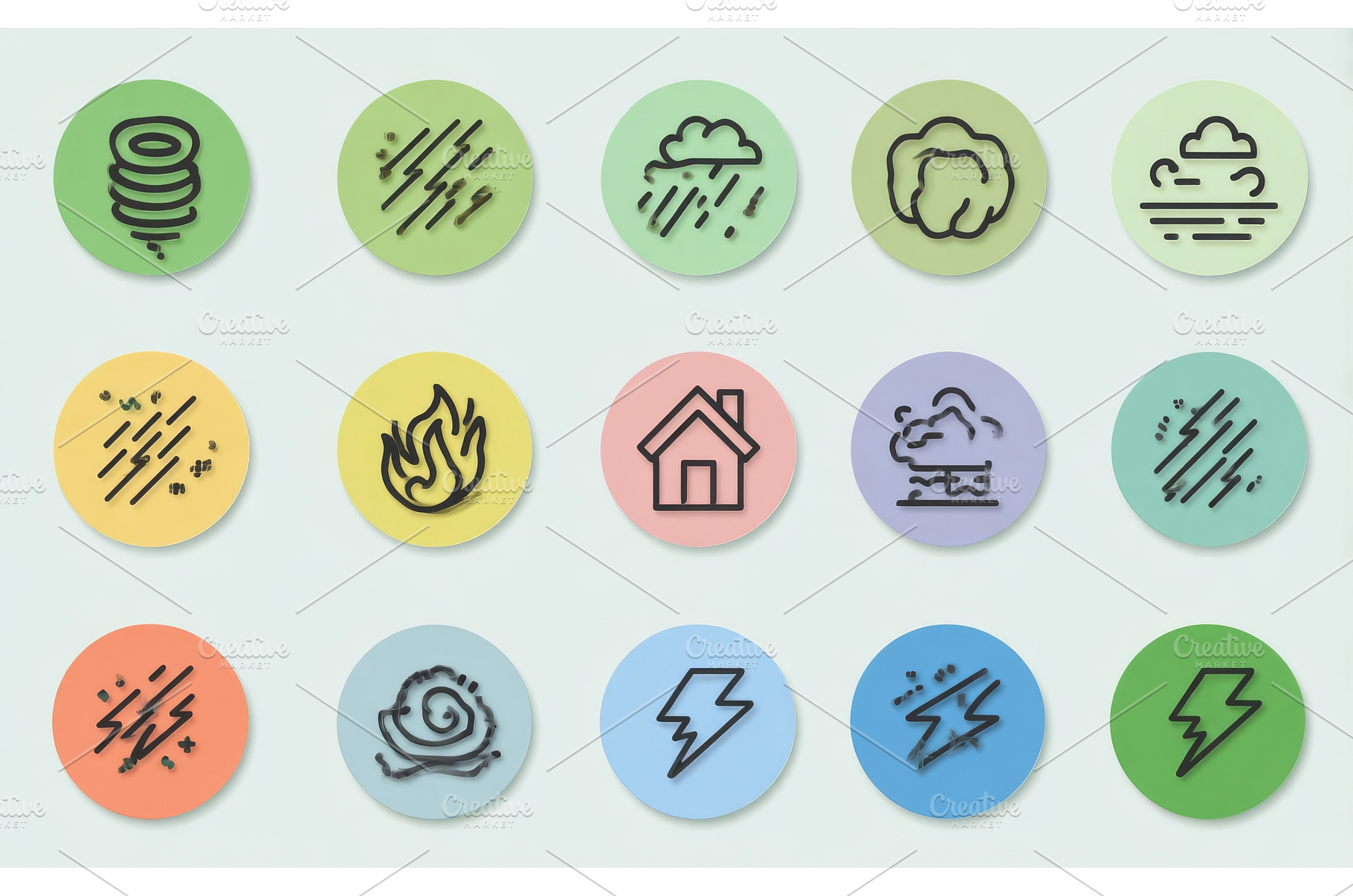 A collection of line icons in color, an Abstract Photo by ZinetroN