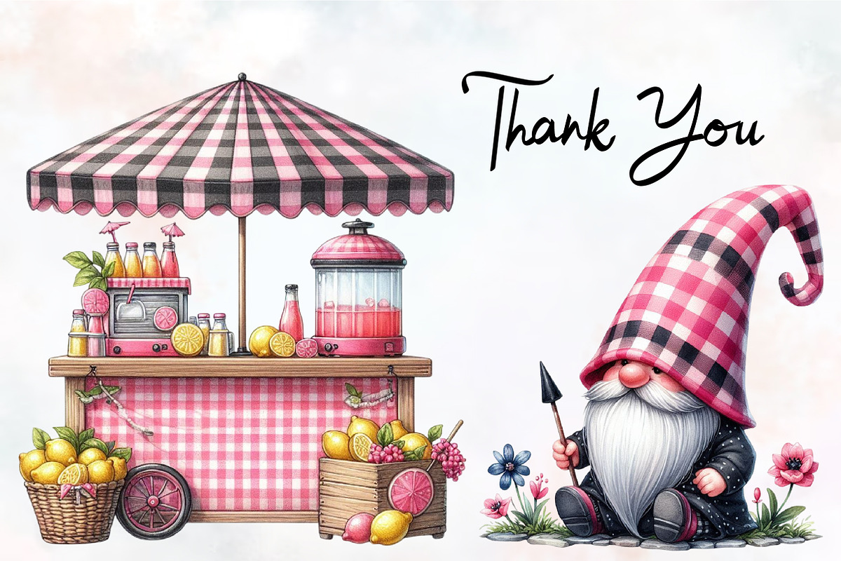 Black and Pink Gingham Summer Clipar, a Seasonal Illustration by RobertsArt (Photo 6 of 7)