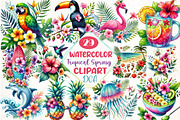 Tropical Spring Clipart, an Illustration by DreamCafeArt (Thumbnail 1 of 6)