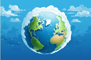 Cartoon globe rotating in space with, an Illustration by Ylivdesign