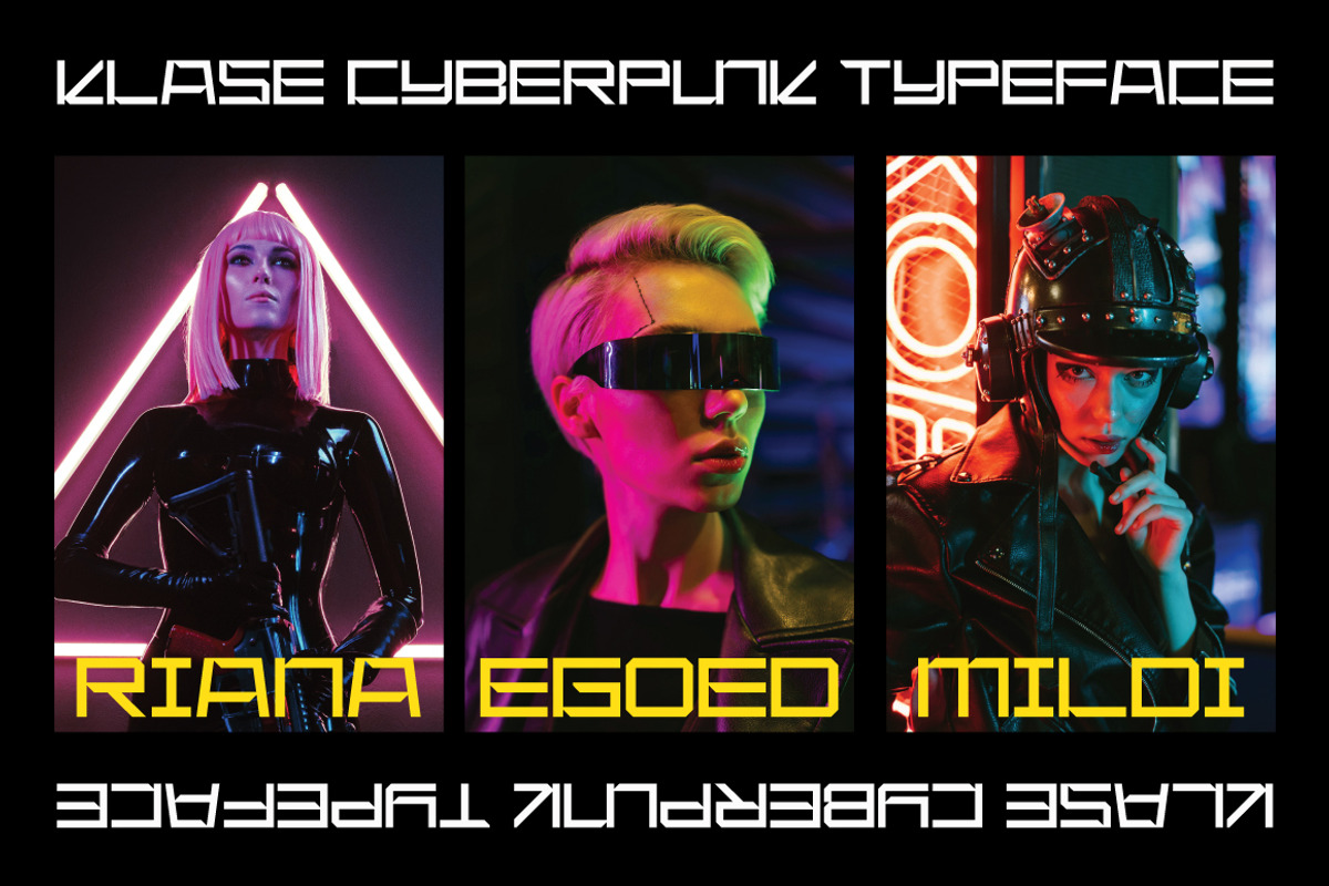 Klase - Cyberpunk Font, a Sans Serif Font by tebaltipislab (Photo 3 of 9)