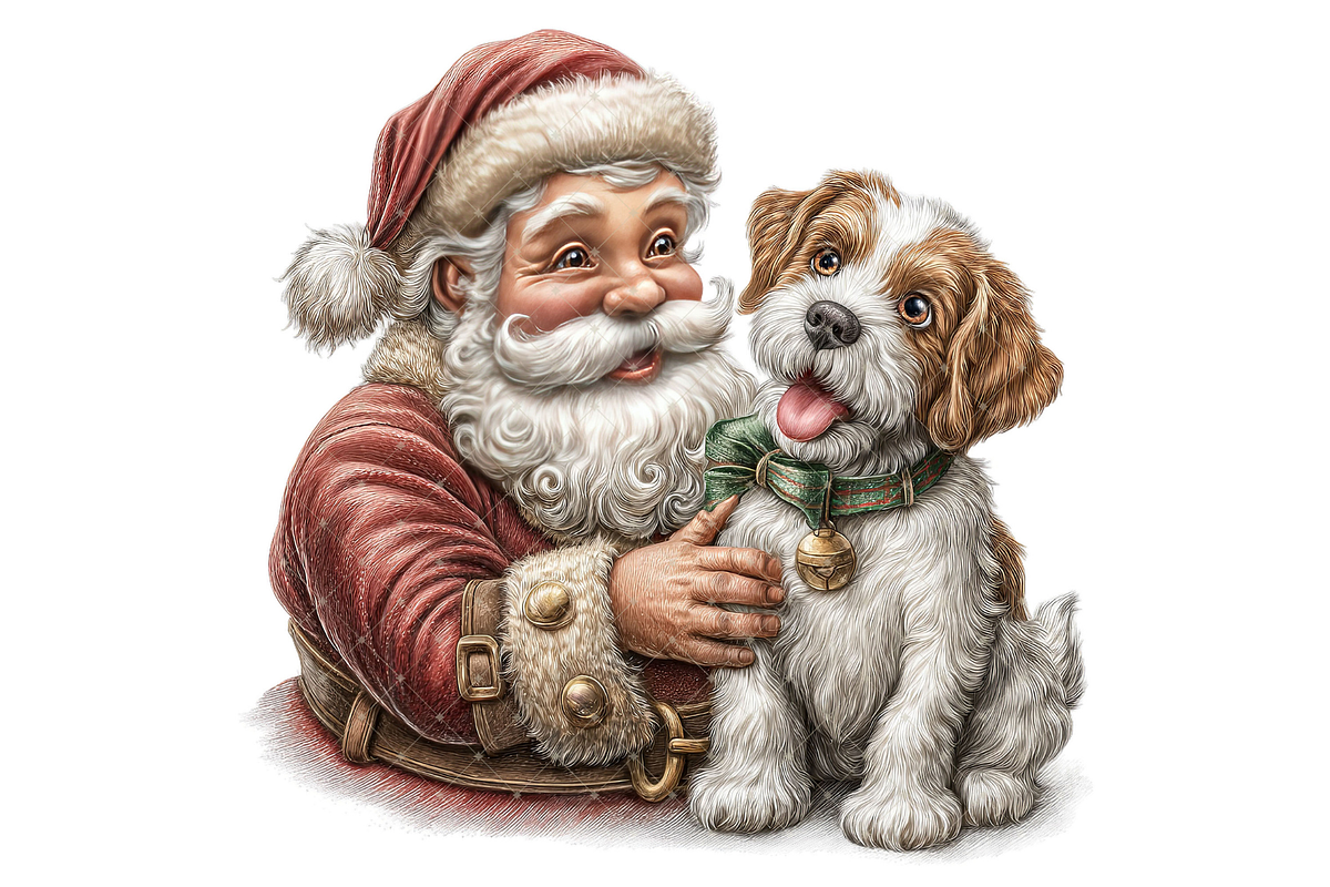 Santa With Dog Clipart PNG, a Seasonal Illustration by Memories By Lea (Photo 8 of 19)