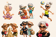 STYLISH BEACH GRANDMAS CLIPART PACK, a Person Illustration by Daring Digies (Thumbnail 2 of 10)