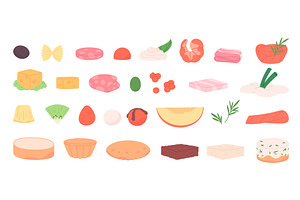 Ingredients for canape and mini food, a Food Illustration by LadadikArt