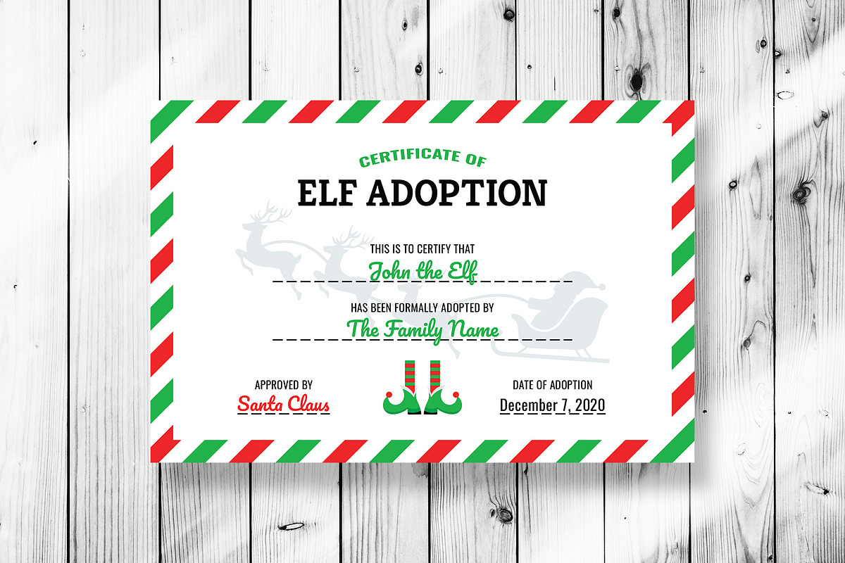 Christmas Elf Adoption Certificates, a Card Template by P.F. Creative Lab (Photo 2 of 3)