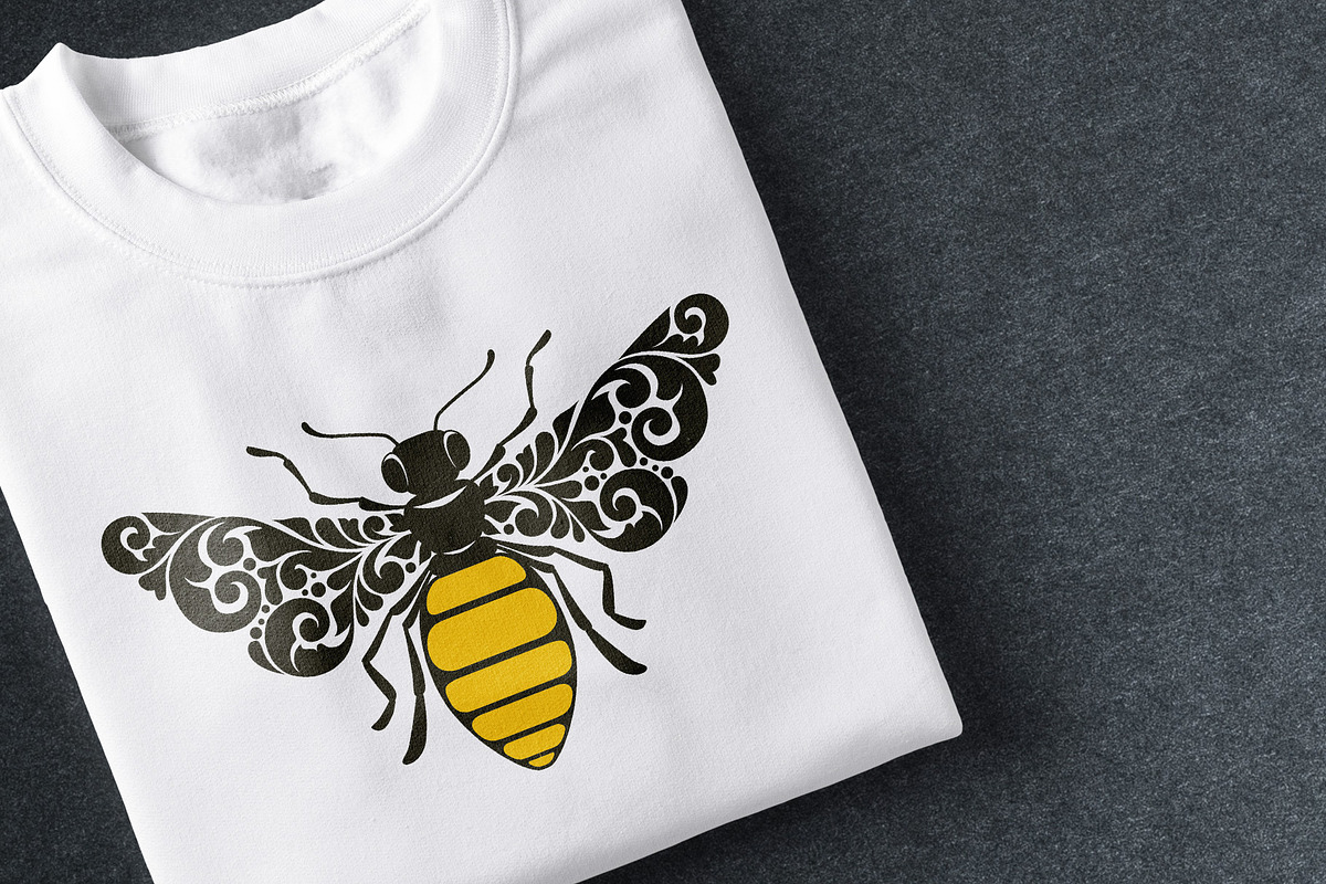 Ornate Calligraphic Bee, a Decorative Illustration by Color and Decor (Photo 3 of 3)