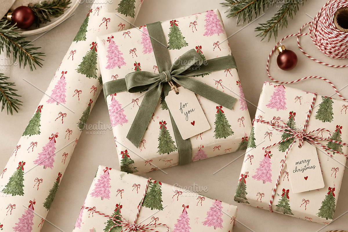 Christmas Tree Seamless Pattern, a Seasonal Illustration by Oleksandra Illustrates (Photo 5 of 6)