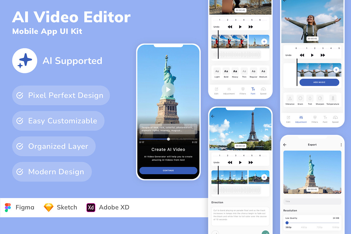 AI Video Editor Mobile App UI Kit, an UI Kit Template by Betush