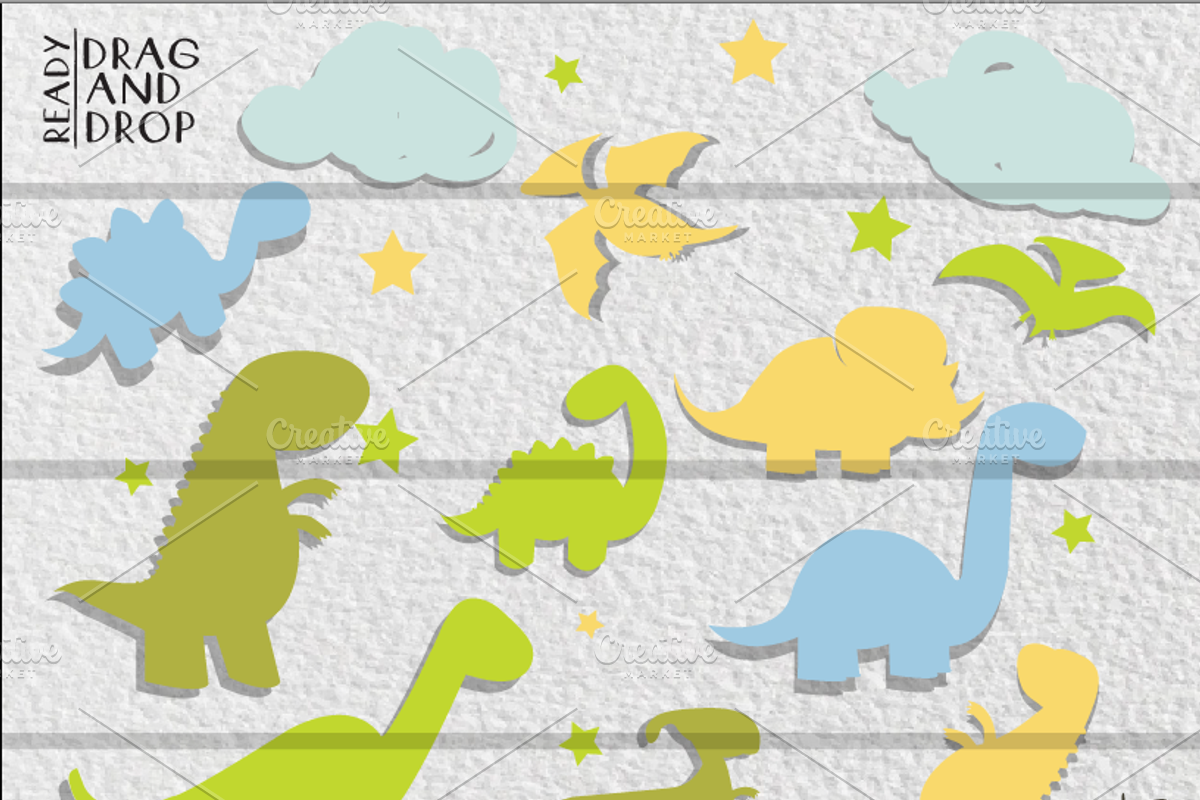 DINO SILHOUETTES *PASTELS*, an Animal Illustration by MVMG (Photo 2 of 2)