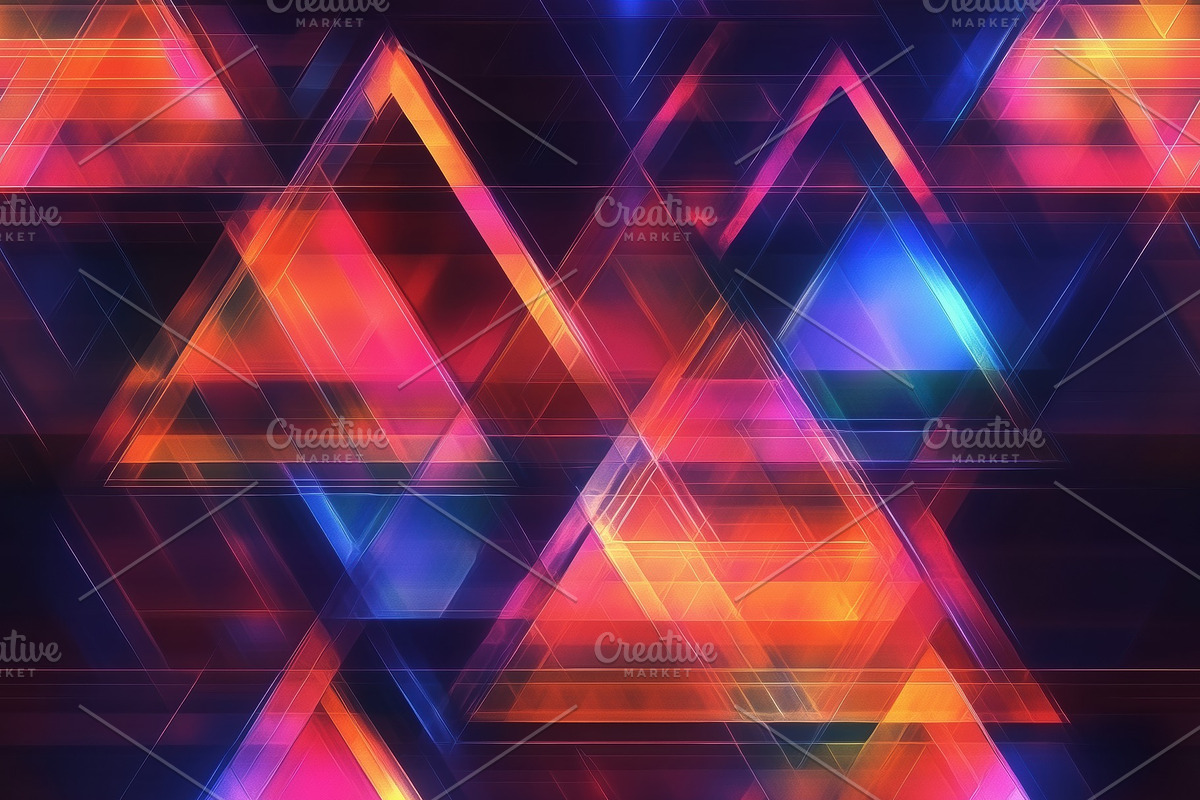 Seamless abstract background featuring colorful geometric triangles in shades o, a Pattern Graphic by Textures & Backgrounds