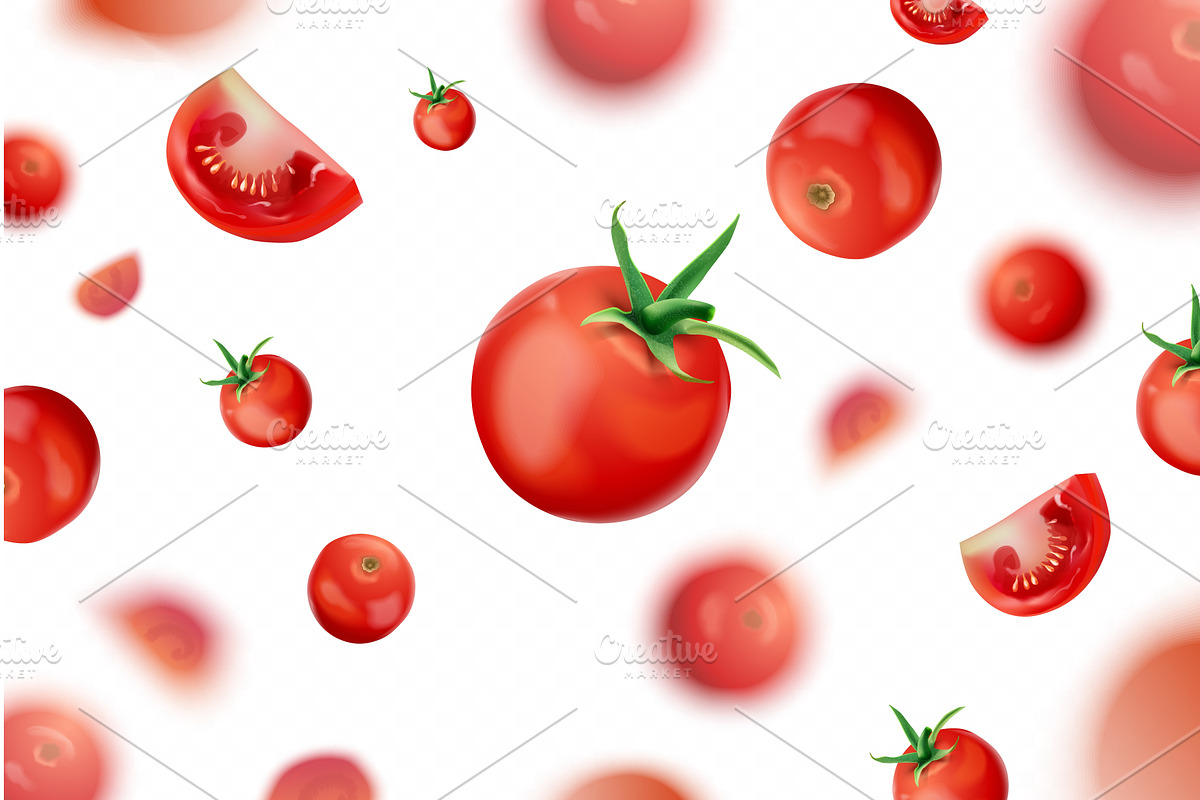 Falling tomato. Realistic flying, a Food Illustration by Stock-Smart-Start
