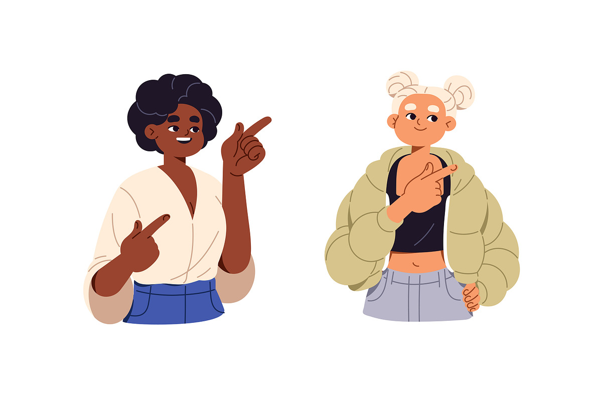 People pointing with finger set, a Person Illustration by PaperTrident (Photo 4 of 7)