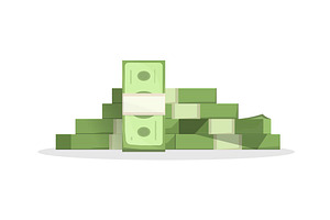 Money or Cash Pile Stack Vector Flat