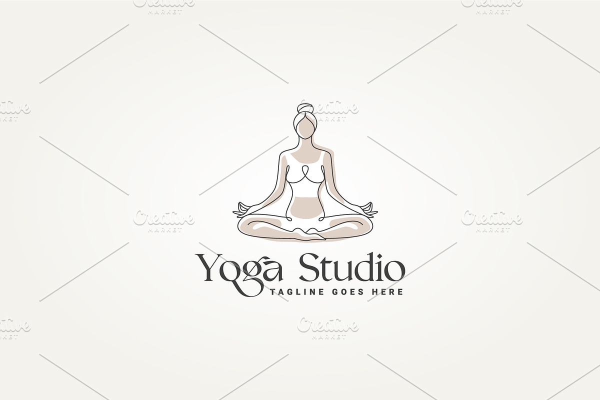 minimalist yoga studio line art logo, a Branding & Logo Template by Blazybone