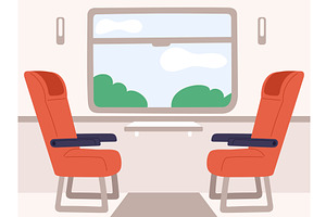 Interior of modern train with seats, an Object Illustration by Vectorbuum