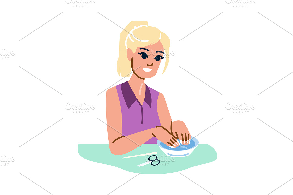 Beautician soaking customer's hands, an Object Illustration by pikepicture