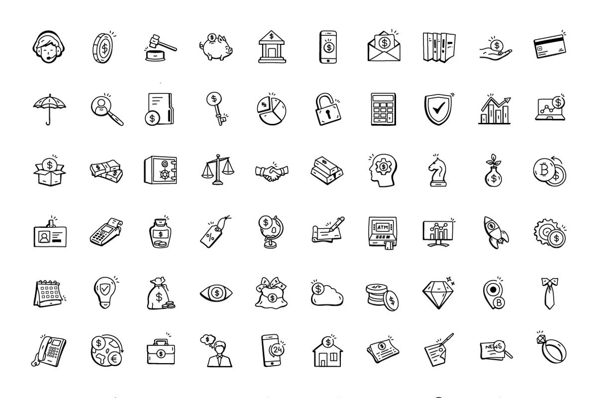 Hand Drawn Bank Icons, an Outline Icon by Brickclay (Photo 8 of 8)