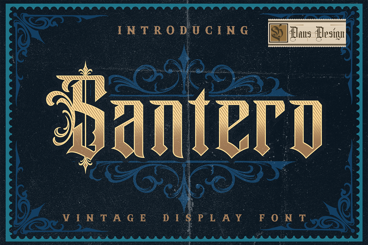 Santero Modern Blackletter Font, a Blackletter Font by dansdesign (Photo 1 of 7)