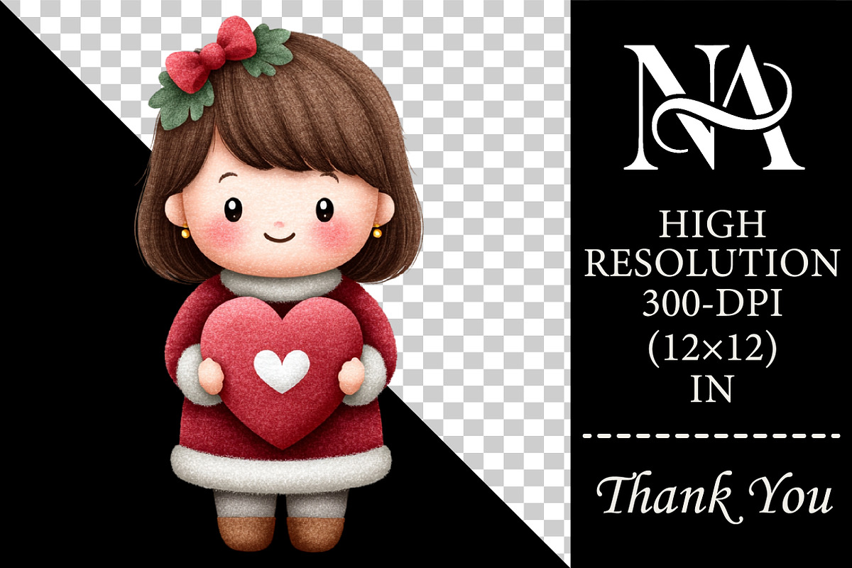 Whimsical Valentine Girls Cliparts, a Person Illustration by RobertsArt (Photo 2 of 6)