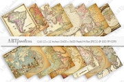 VINTAGE MAPS Digital Paper Designs, an Illustration by Artfanaticus (Thumbnail 4 of 4)