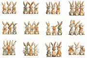 Hand-Drawn Easter Bunnies Clipart, an Illustration by Designworld (Thumbnail 2 of 7)