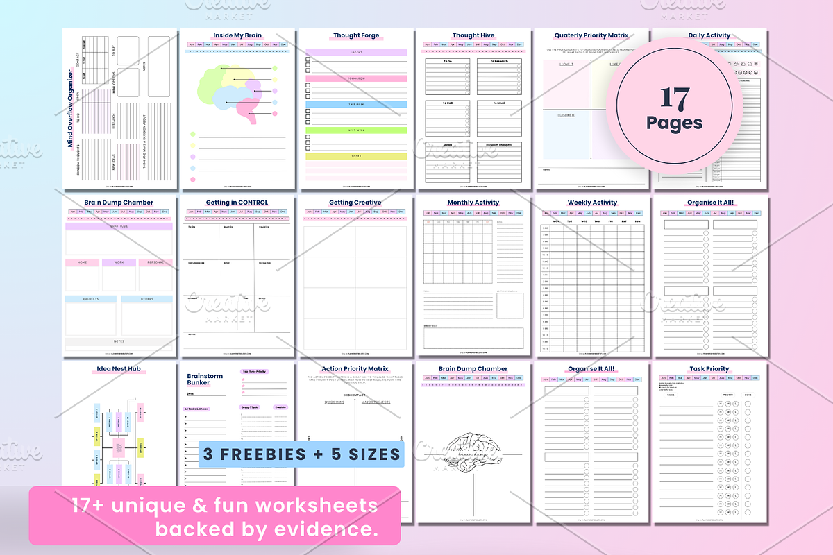Brain Dump Printable ADHD Planner, a Print Template by PlannersByBee (Photo 2 of 3)