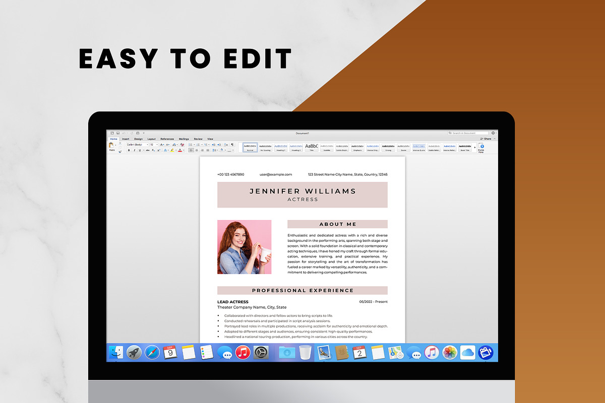 Actress Resume Template, a Resume Template by ResumeInventor (Photo 5 of 9)