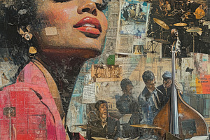 woman musician. Retro collage, a Photo by Pictures for you!!!!!!!!!