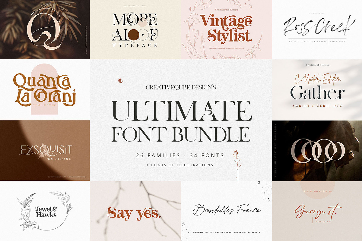 The Ultimate Font Bundle, a Sans Serif Font by Creativeqube Design (Photo 1 of 103)