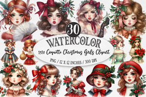 1920 Coquette Christmas Girls, an Illustration by Designking
